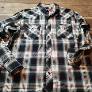Red Ranch Black Plaid Pearl Snap Shirt